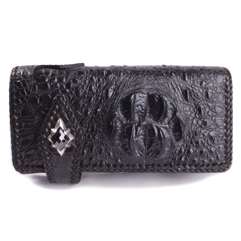 ロングウォレット クロコダイルレザー　 クラウン 長財布 本革 オニキス ロングウォレット クロコダイルレザー クラウン 長財布 本革
