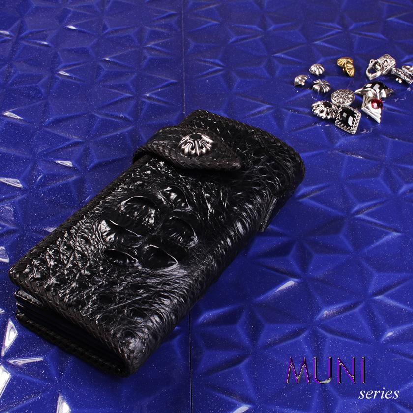 クロコダイル 長財布 クラウンホーンバック・ブラック/コンチョLilyGothicCZブラック MUNI |  | 01