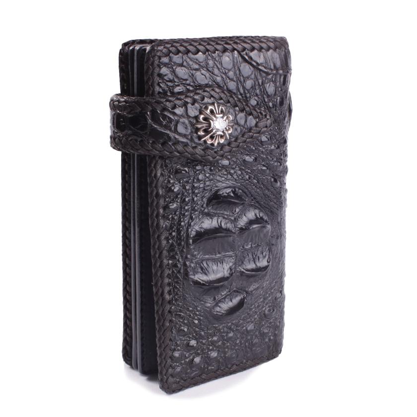 クロコダイル 長財布 クラウンホーンバック・ブラック/コンチョLilyGothicクリスタル MUNI | 