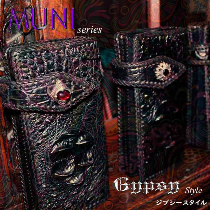 クロコダイル 長財布 クラウンホーンバック・ブラック/コンチョLilyGothicクリスタル MUNI |  | 14