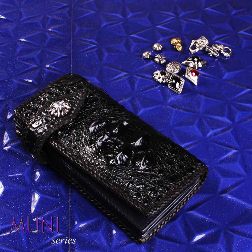 クロコダイル 長財布 クラウンホーンバック・ブラック/コンチョLilyGothicクリスタル MUNI |  | 01