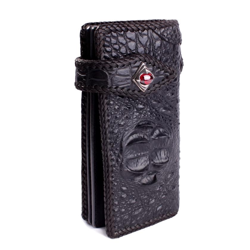 クロコダイル 長財布 クラウンホーンバック・ブラック/コンチョRedアイ MUNI | 