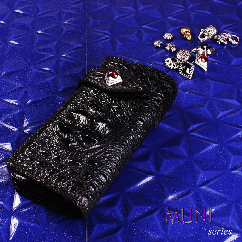 クロコダイル 長財布 クラウンホーンバック・ブラック/コンチョRedアイ MUNI |  | 01