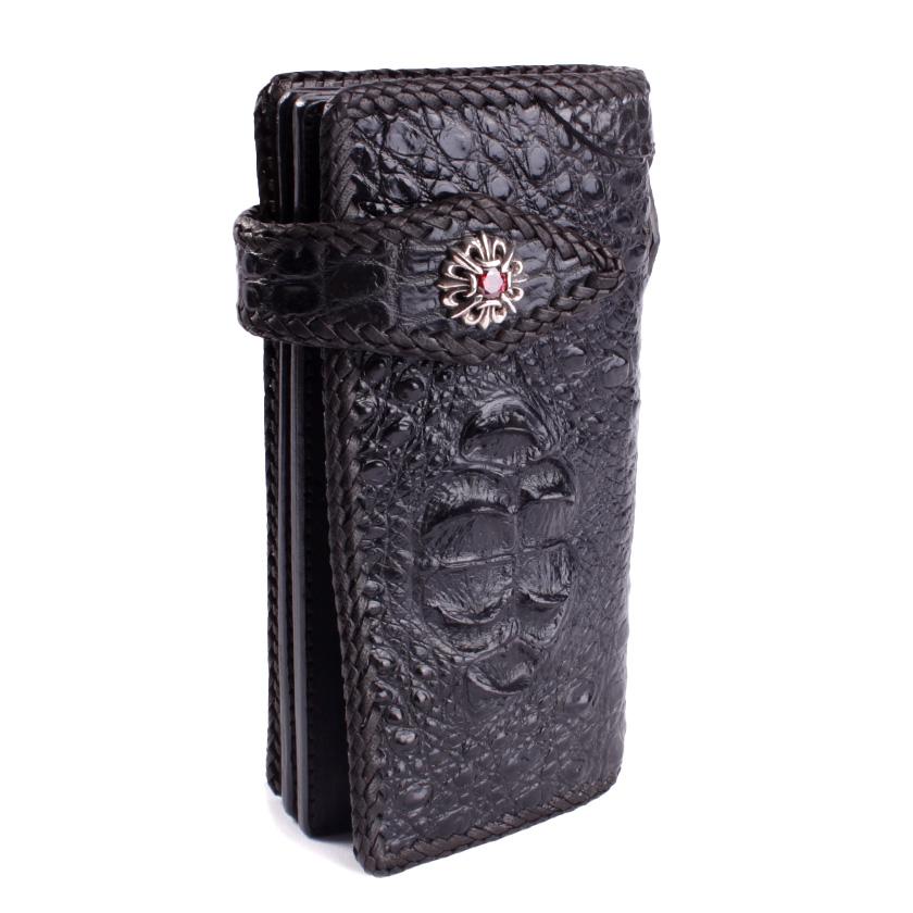 クロコダイル 長財布 クラウンホーンバック・ブラック/コンチョLilyGothicCZレッド MUNI |  | 02