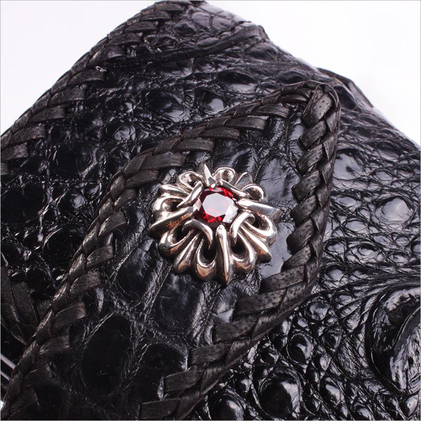 クロコダイル 長財布 クラウンホーンバック・ブラック/コンチョLilyGothicCZレッド MUNI |  | 06