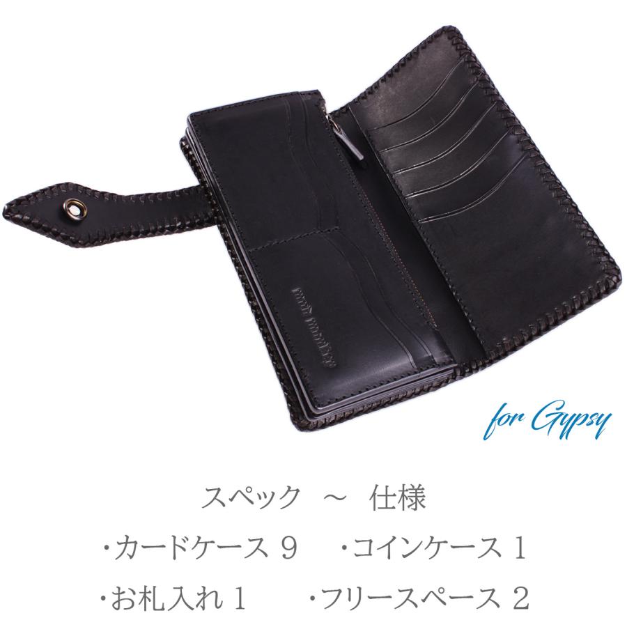 クロコダイル 長財布 クラウンホーンバック・ブラック/コンチョLilyGothicCZレッド MUNI |  | 07