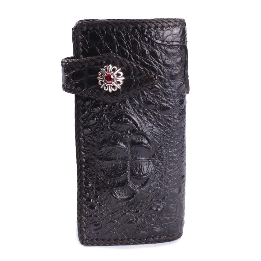 クロコダイル 長財布 クラウンホーンバック・ブラック/コンチョLilyGothicCZレッド MUNI |  | 12