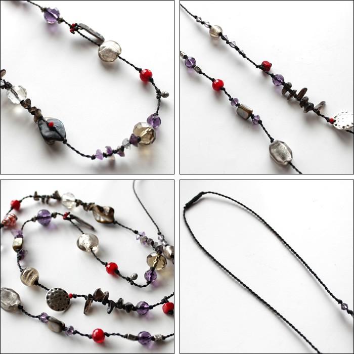 天然ストーン・スモーキークォーツネックレス/ハンドメイド  アメジスト・ムラーノグラス・コーラル |  | 01