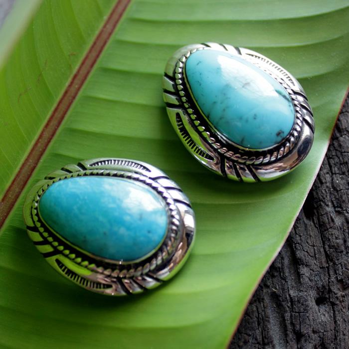 コンチョ ボタン/ネジ式/天然石ターコイズ・タイガーアイ・オニキス