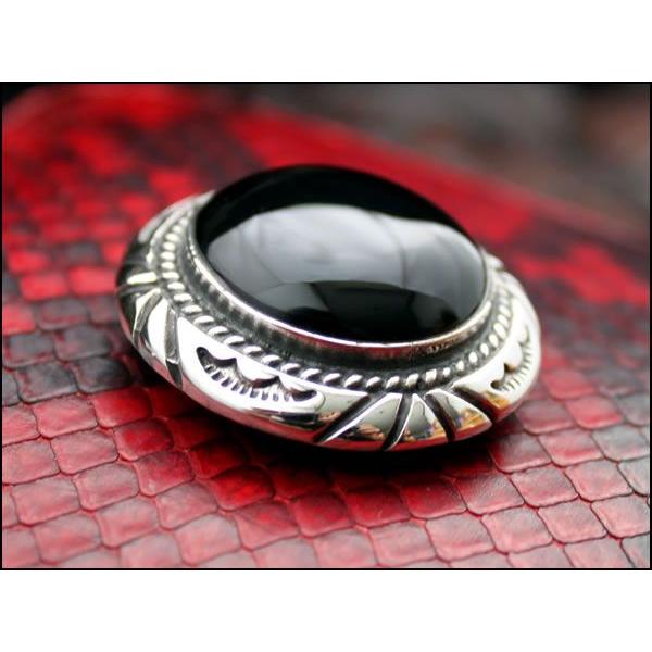 バイカーズウォレット/コンチョ ボタン/シルバー925/ビッグサークル・オニキス |  | 02