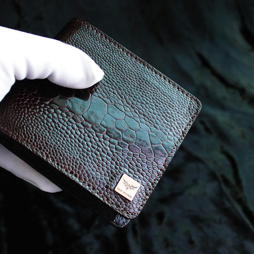 オーストリッチレッグ革/二つ折り財布/ショートウォレット/ブラウン |  | 02