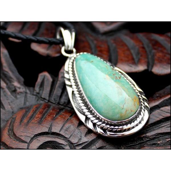 シルバー925ペンダント/ティアードロップ・天然石　Navajo design |  | 02