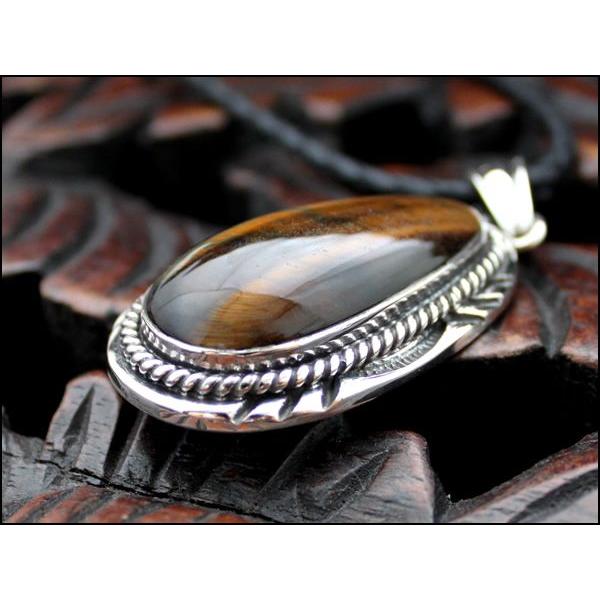 シルバー925ペンダント/ティアードロップ・天然石　Navajo design |  | 04