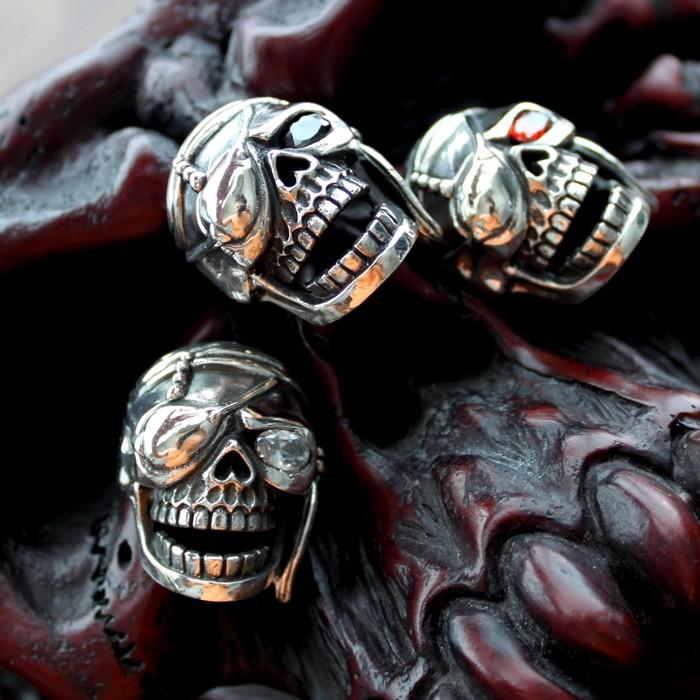 バイカーズウォレット/コンチョ ボタン/スカルパイレーツ海賊・シルバー925 |  | 01