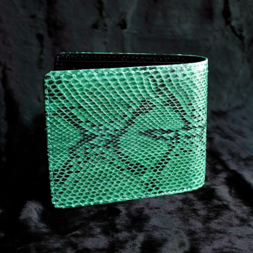 パイソン ヘビ革/二つ折り財布/ショートウォレット/グリーン |  | 01