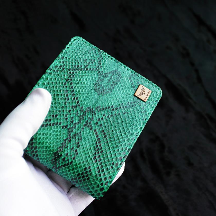 パイソン ヘビ革/二つ折り財布/ショートウォレット/グリーン |  | 02