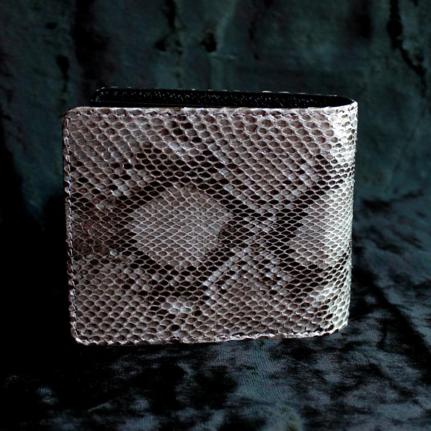 パイソン ヘビ革/二つ折り財布/ショートウォレット/グレー・タイプB |  | 01