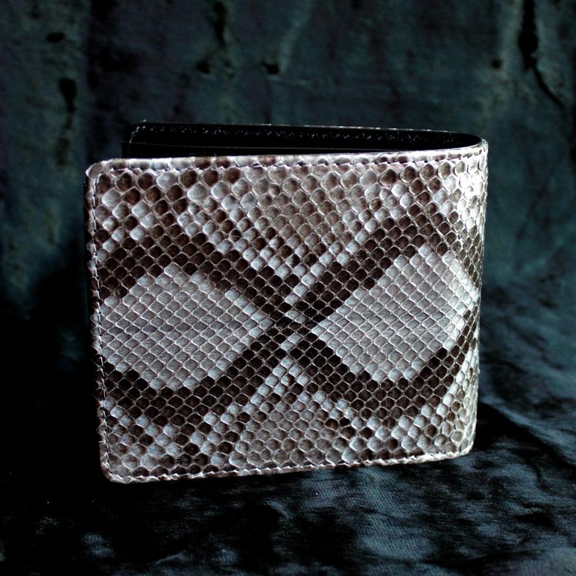 パイソン ヘビ革/二つ折り財布/ショートウォレット/グレー |  | 01