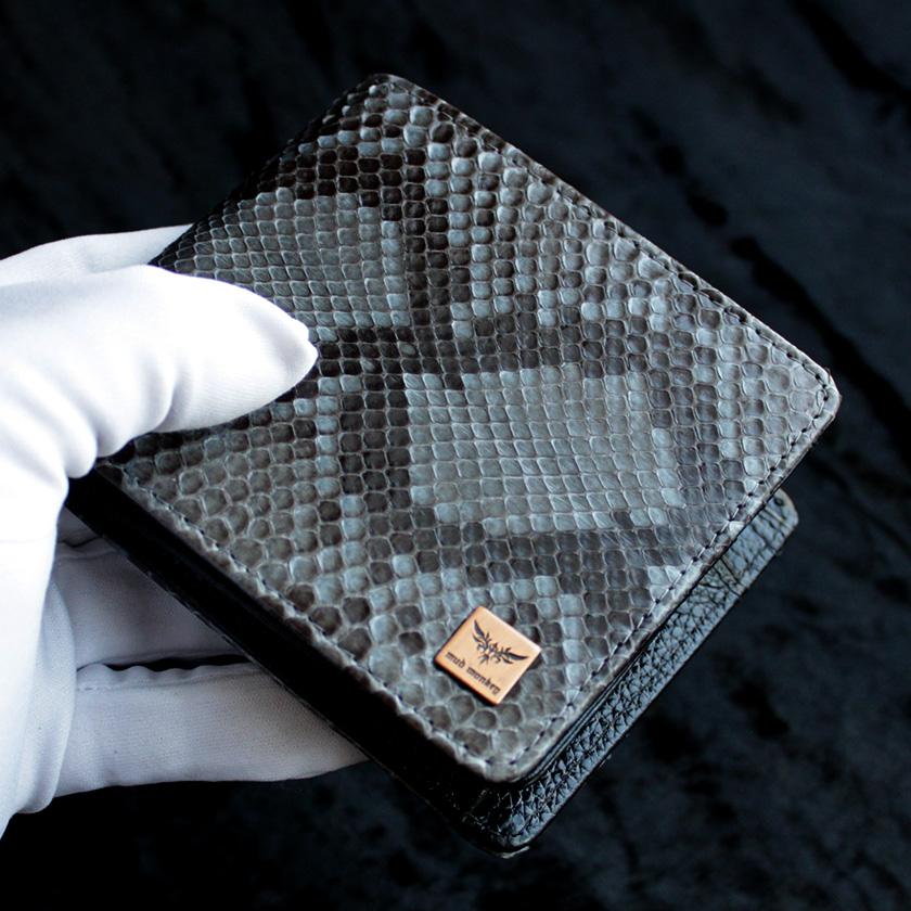 パイソン ヘビ革/二つ折り財布/ショートウォレット/グレー |  | 02