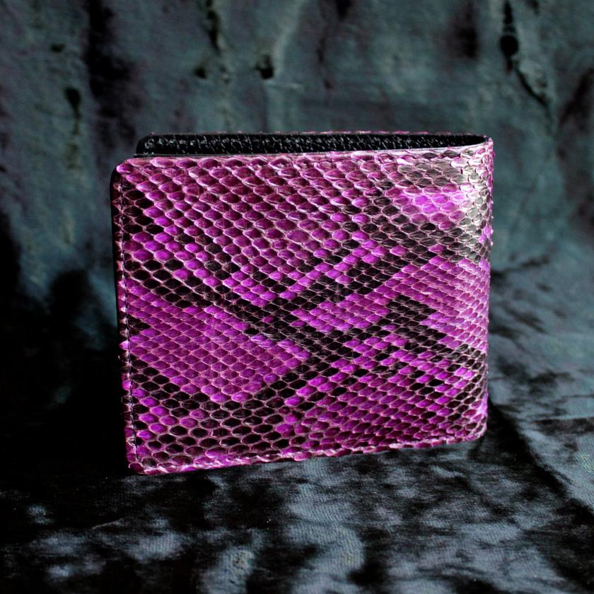 パイソン ヘビ革/二つ折り財布/ショートウォレット/パープルピンク |  | 01