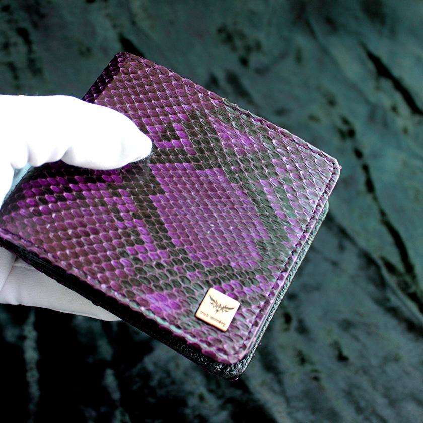 パイソン ヘビ革/二つ折り財布/ショートウォレット/パープルピンク |  | 02