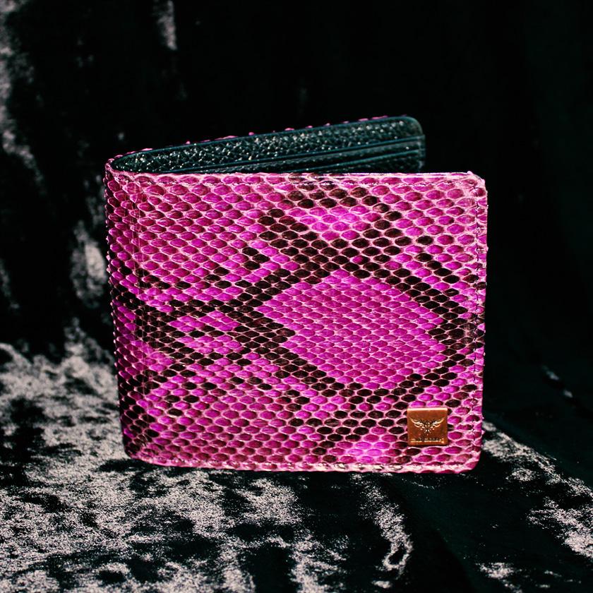 パイソン ヘビ革/二つ折り財布/ショートウォレット/パープルピンク |  | 03