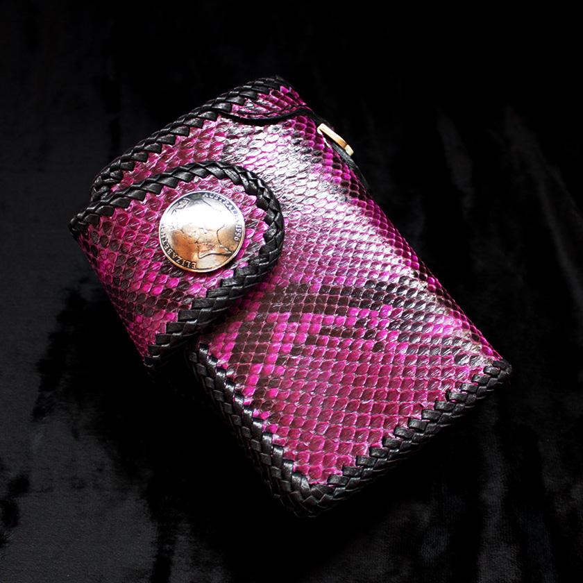 パイソン・ミドルウォレット /二つ折り財布 /パープルピンク/INSIDEサドルBlack |  | 02