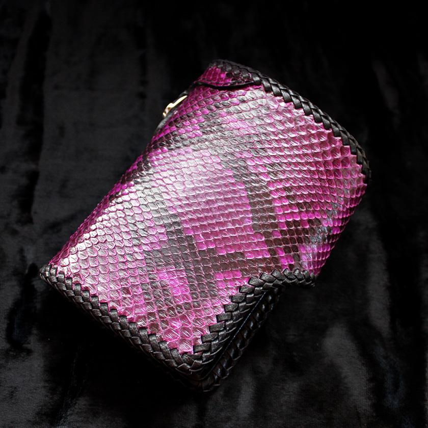 パイソン・ミドルウォレット /二つ折り財布 /パープルピンク/INSIDEサドルBlack |  | 03