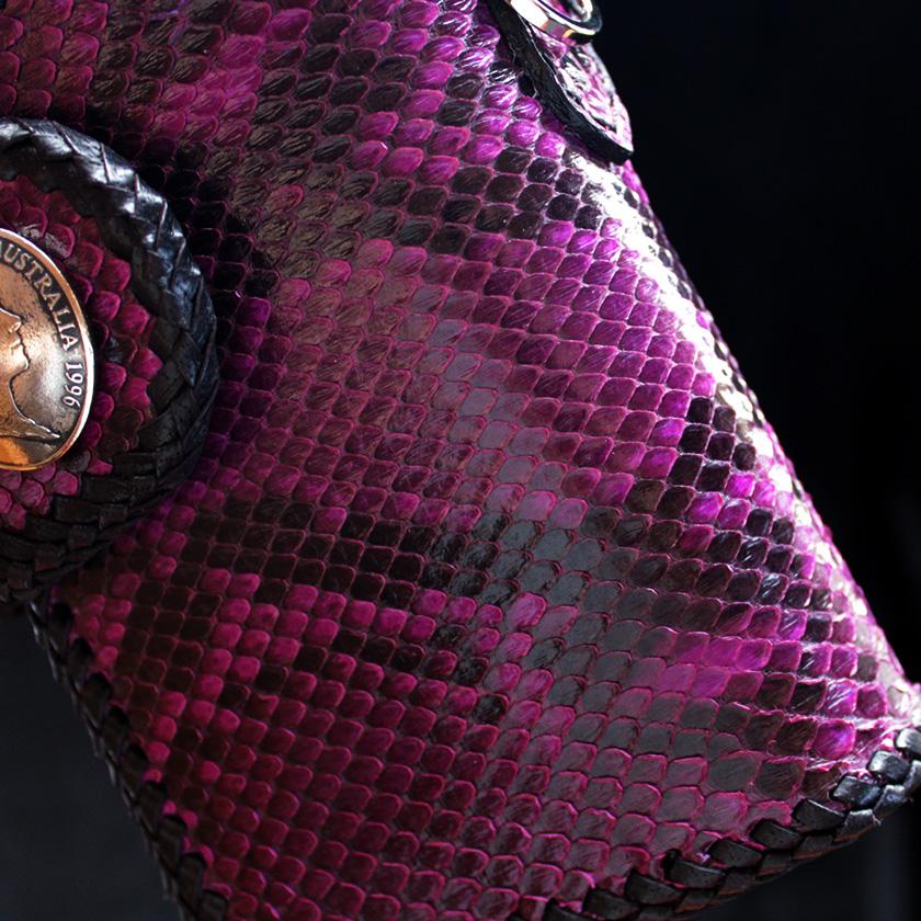 パイソン・ミドルウォレット /二つ折り財布 /パープルピンク/INSIDEサドルBlack |  | 08