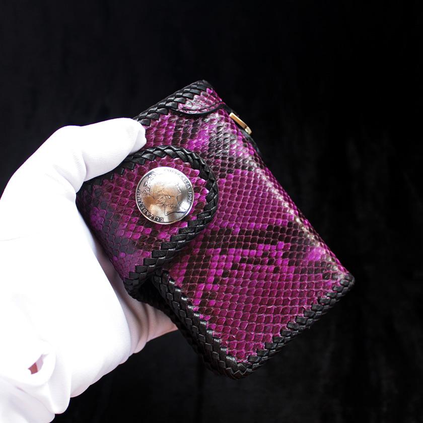 パイソン・ミドルウォレット /二つ折り財布 /パープルピンク/INSIDEサドルBlack |  | 09