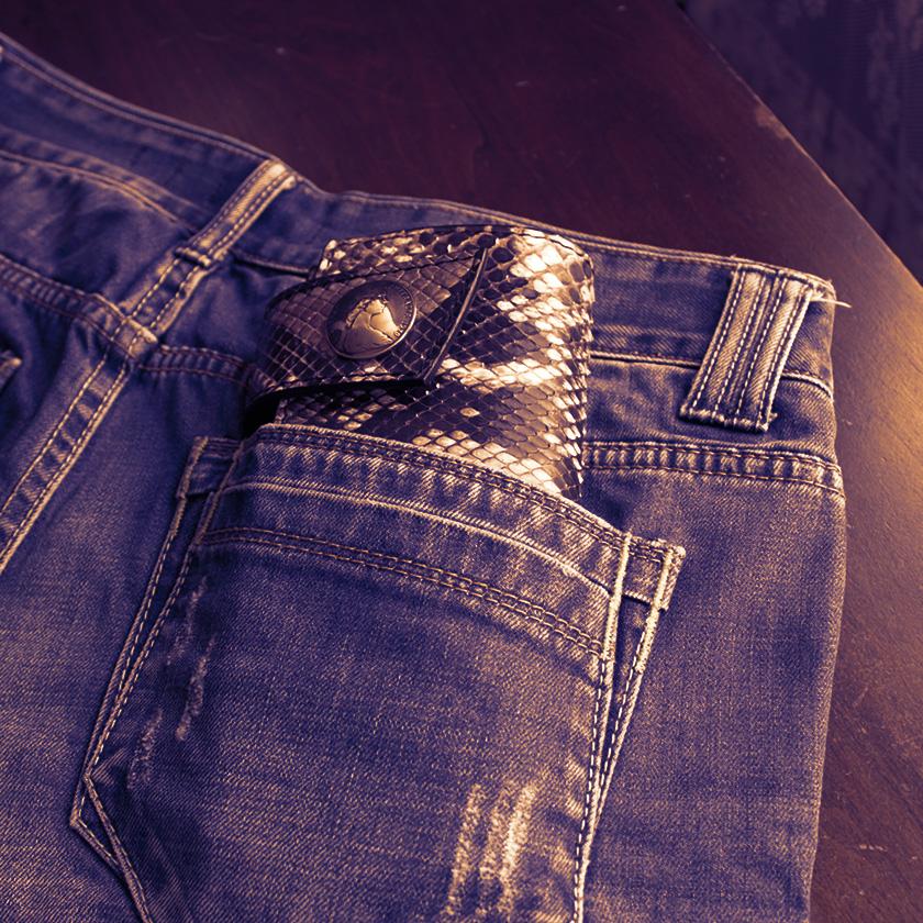 パイソン 長財布 バイカーズウォレット・サドルブラック・インナーパイソン KATANA /コンチョコインエリザベス |  | 11