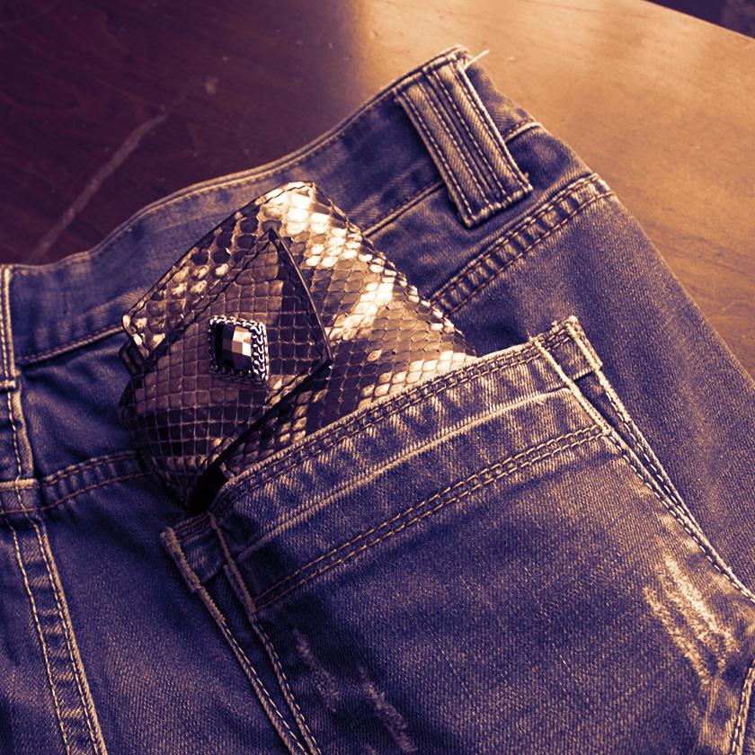 パイソン 長財布 バイカーズウォレット・サドルブラック・インナーパイソン KATANA /コンチョGrabオニキス |  | 11