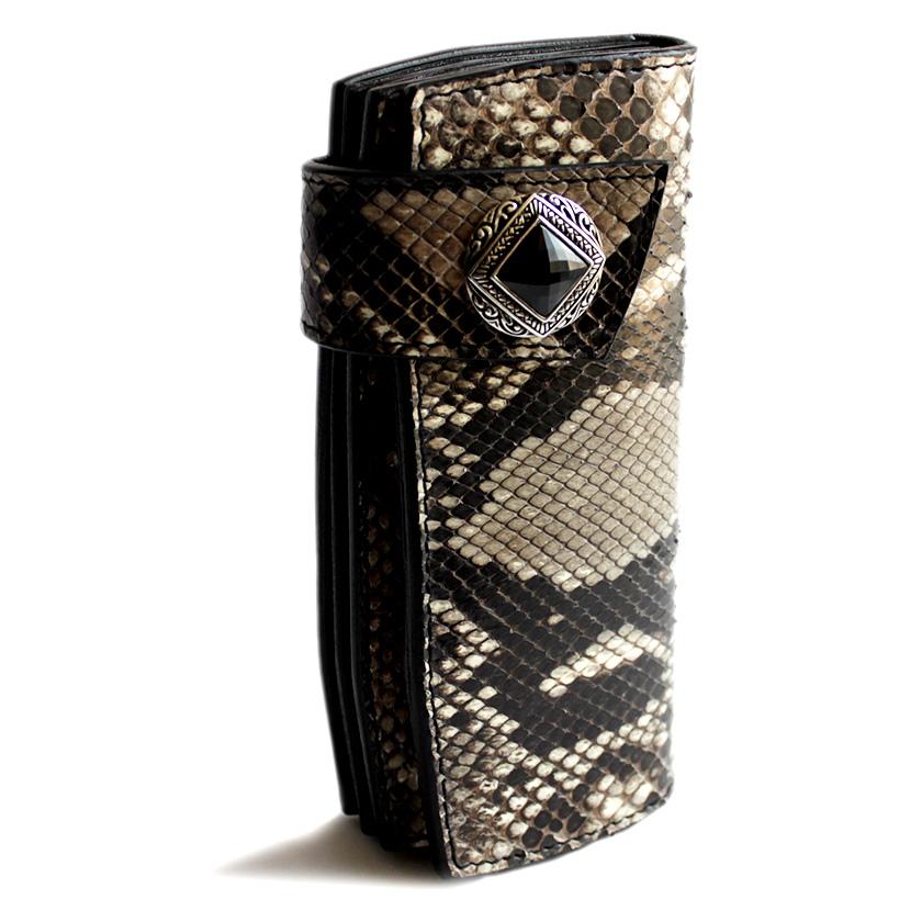 パイソン 長財布 バイカーズウォレット・サドルブラック・インナーパイソン KATANA /コンチョMDオニキス |  | 01