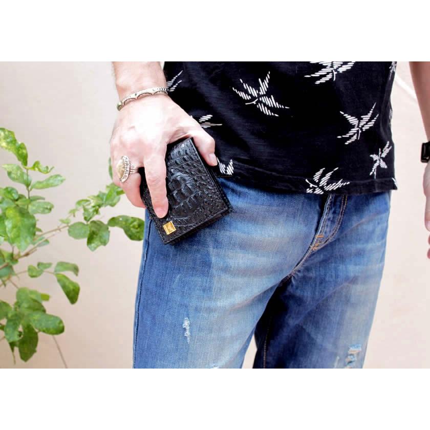 二つ折り財布/ワニ革・サドルレザー/ショートウォレット