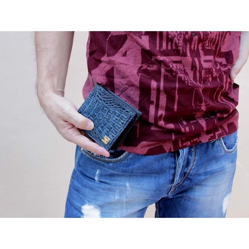 二つ折り財布/ワニ革・サドルレザー/ショートウォレット/カイマン背面 |  | 01