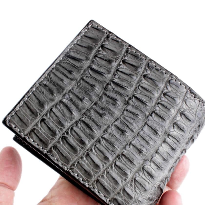 二つ折り財布/ワニ革・サドルレザー/ショートウォレット/カイマン背面 |  | 10