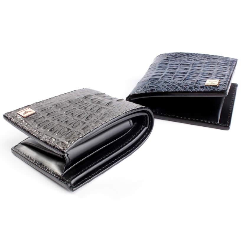 二つ折り財布/ワニ革・サドルレザー/ショートウォレット/カイマン背面 |  | 12