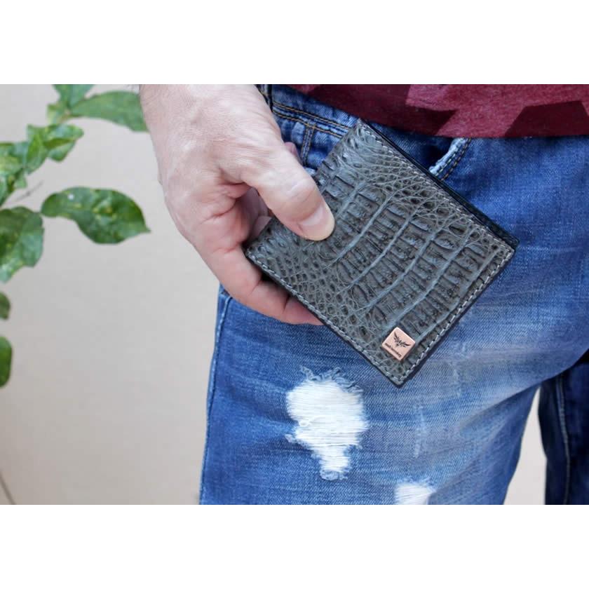 二つ折り財布/ワニ革・サドルレザー/ショートウォレット/カイマン背面 |  | 13