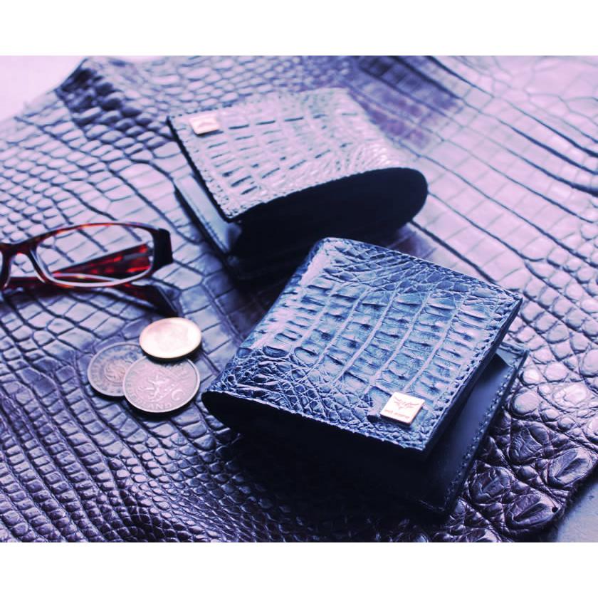 二つ折り財布/ワニ革・サドルレザー/ショートウォレット/カイマン背面 |  | 14