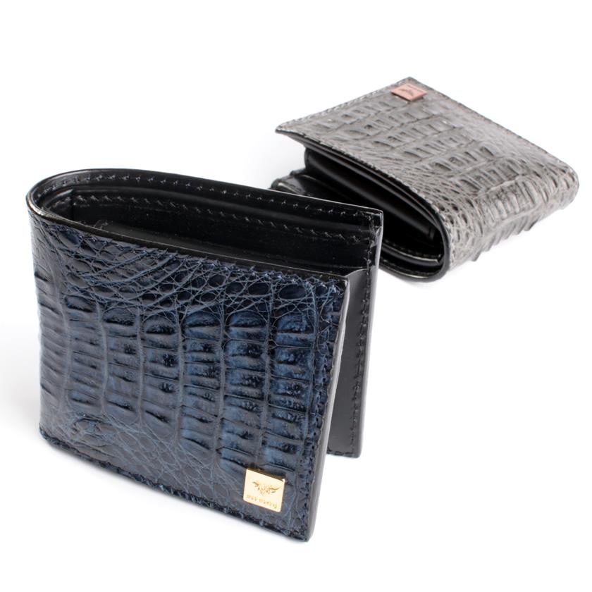 二つ折り財布/ワニ革・サドルレザー/ショートウォレット/カイマン背面 |  | 15