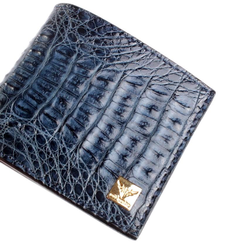 二つ折り財布/ワニ革・サドルレザー/ショートウォレット/カイマン背面 |  | 09