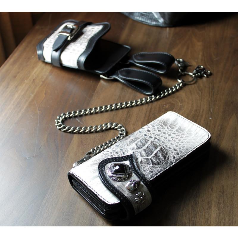 バイカーズウォレット 長財布 クロコダイル 財布・クラウンビンテージ  