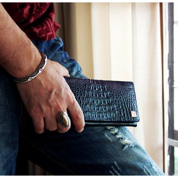 ワニ革カイマン長財布/グレイ・ブルー・ビンテージホワイト/イタリアンブラック/カード収納20枚 |  | 12