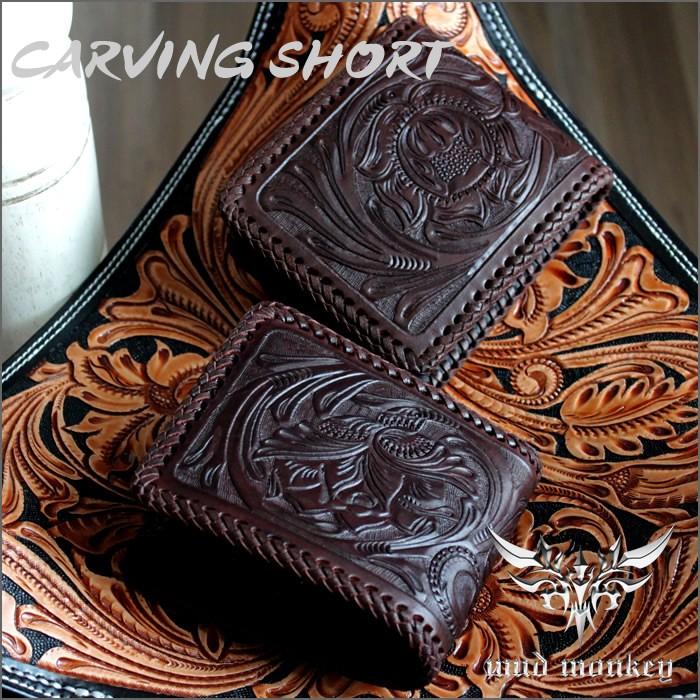 バイカーズウォレット 二つ折り財布 カービングウォレット メンズ 財布