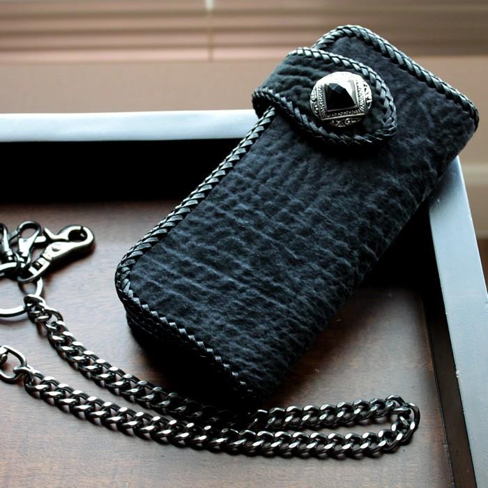 バイカーズウォレット 長財布 シャーク 長財布 メンズ マットブラック/コンチョmudゴシック |  | 04