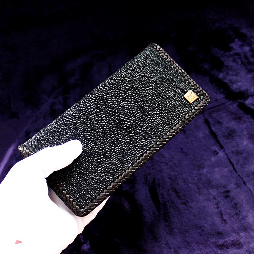 スティングレイ・エイ革長財布/キャビアブラック/ブラックレース編み/Safari |  | 11