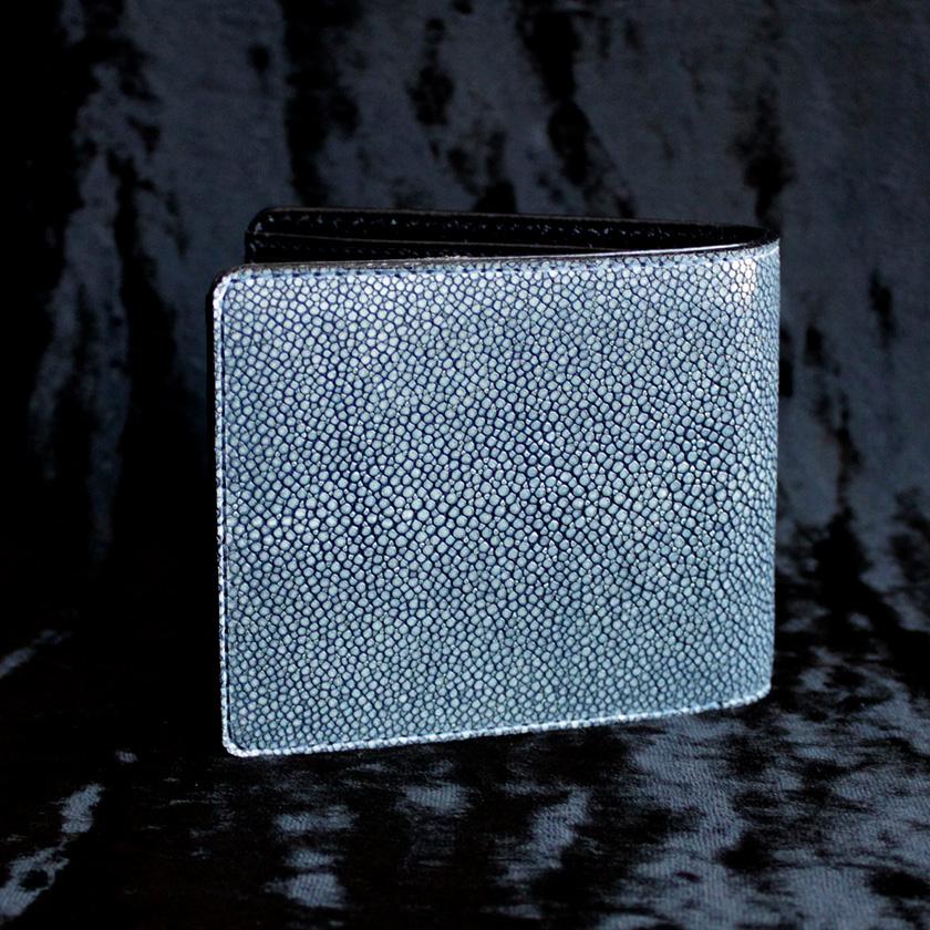 スティングレイ エイ革/二つ折り財布/ポリッシュ/ショートウォレット/ネイビー |  | 01