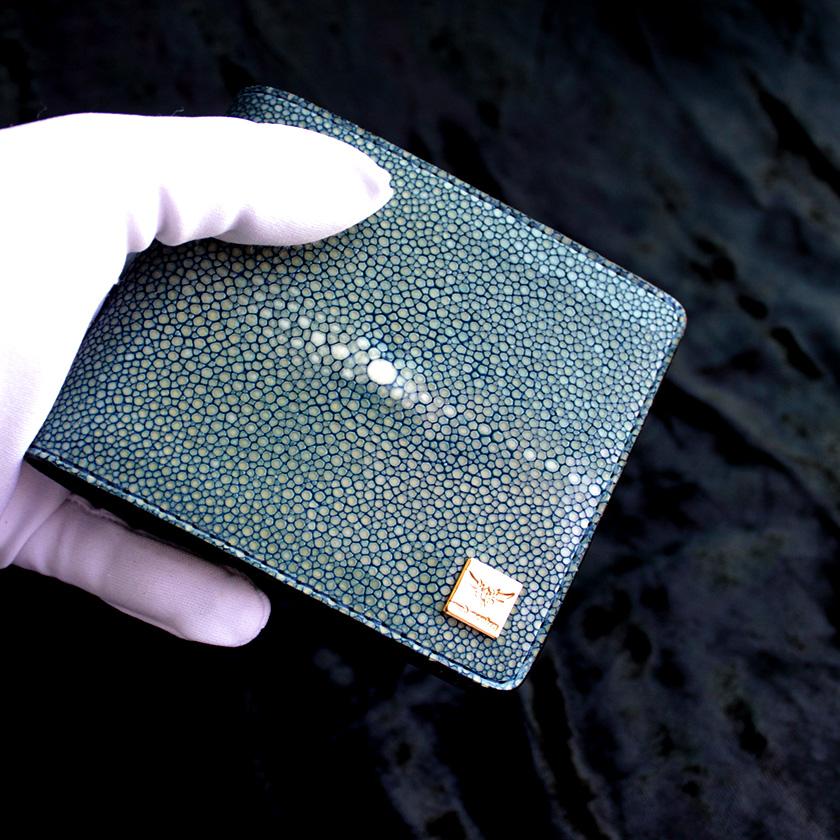 スティングレイ エイ革/二つ折り財布/ポリッシュ/ショートウォレット/ビンテージグリーン |  | 02