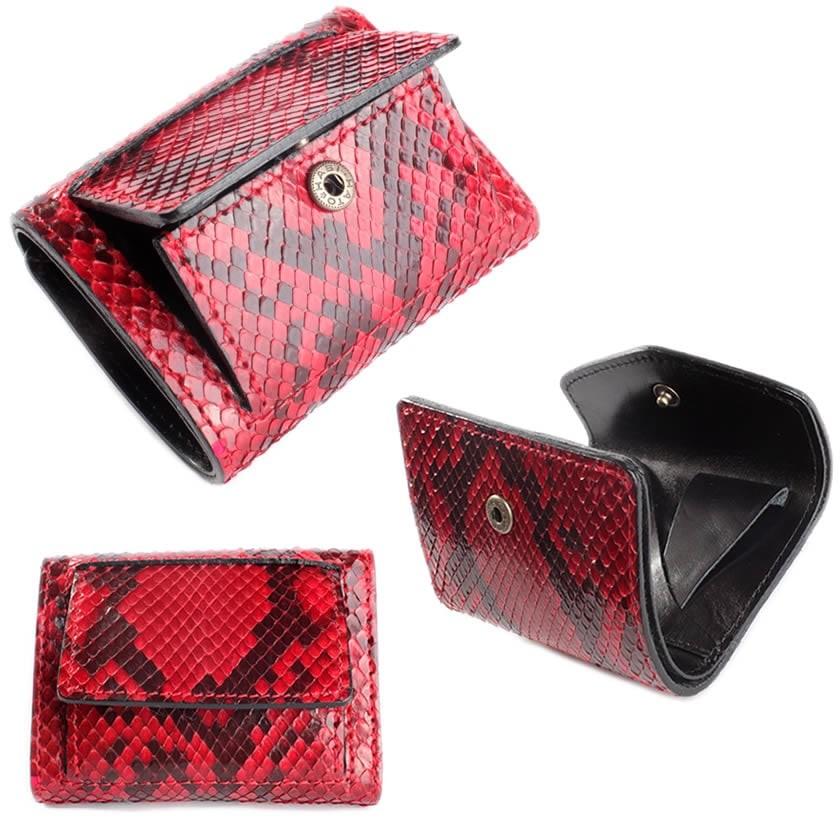 ミニ財布 小さい財布 ミニウォレット・蛇革パイソンレザー/スモールウォレット/三つ折り財布・Ｖ型 |  | 10