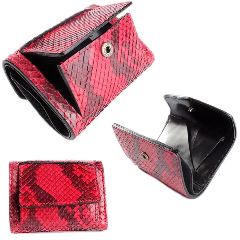 ミニ財布 小さい財布 ミニウォレット・蛇革パイソンレザー/スモールウォレット/三つ折り財布・Ｖ型 |  | 12